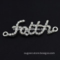 double loop woven adapting piece faith letter zinc alloy jewelry necklace bracelet accessories with stone